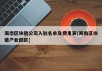 海南区块链公司入驻名单及费用表[海南区块链产业园区]